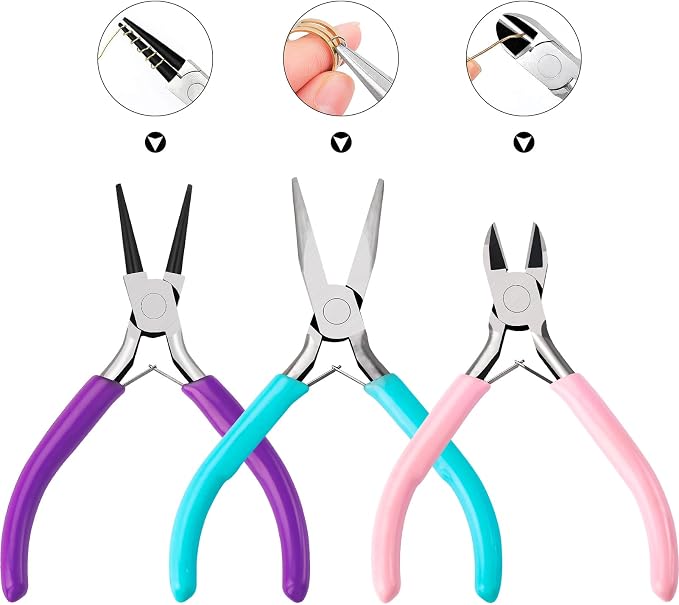 URSKYTOUS 3Pcs Jewelry Pliers Set Jewelry Making Pliers Tools Kit Include - Image 6