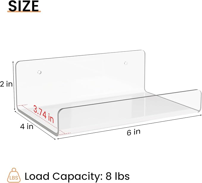 upsimples 6" Acrylic Shelves, Small Shelf - Image 3