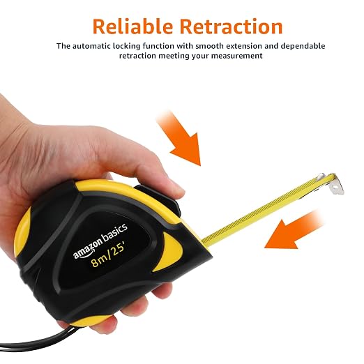 Amazon Basics Self-Locking Tape Measure, Accurate Dual Scale inch/metric - Image 3