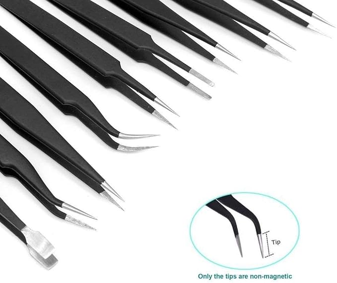 Tweezers Precision Set, Easily Life 10pcs ESD Tweezers Set, Anti Static - Image 3
