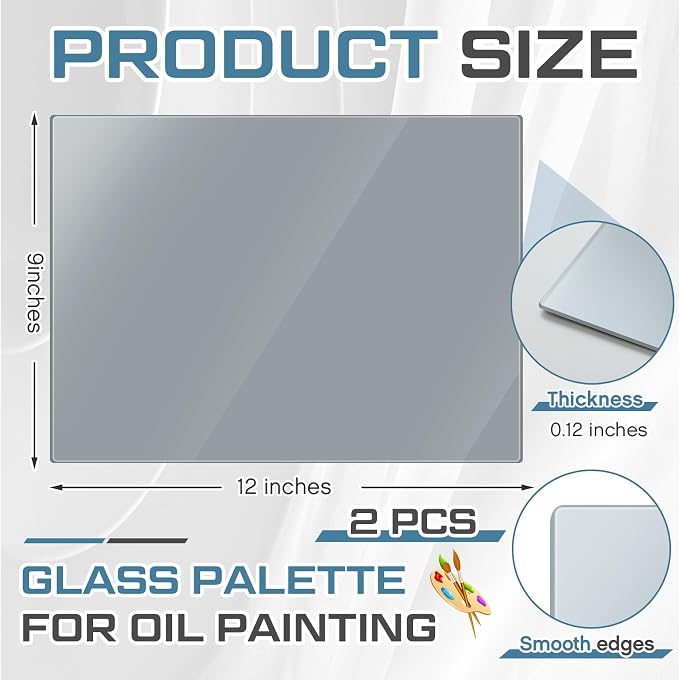 Nuanchu 2 Pcs 9 x 12 Inches Neutral Grey Tempered Glass Palette - Image 3