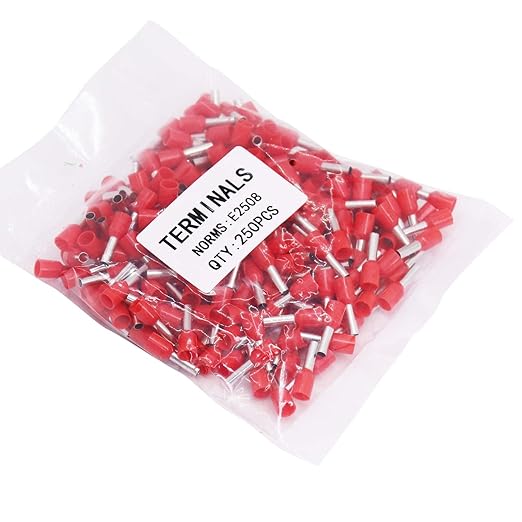 Fidioto AWG14 Wire Ferrules Terminals, 250pcs AWG14 Terminal Connector Wire Insulated Cord Pin Ends Terminals for Electric, Industrial, Chemical Industry, Power Control System, etc.
