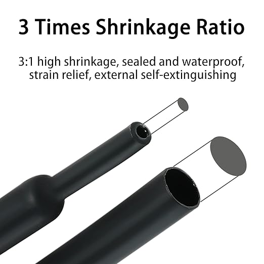 Heat Shrink Tubing Kit - 3:1 Ratio Adhesive Lined, Marine Grade Shrink Wrap Industrial Heat-Shrink Tubing - 240 PCS