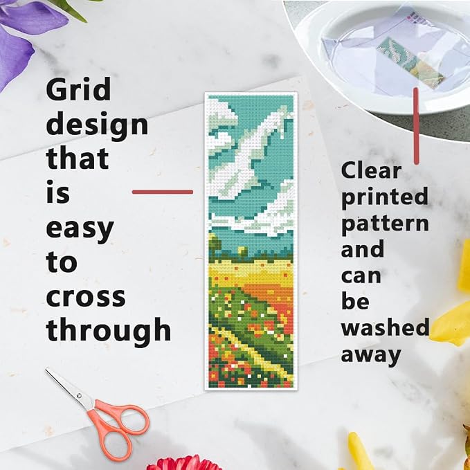 INFUNLY 6PCS Landscape Cross Stitch Bookmark Kit - Image 8