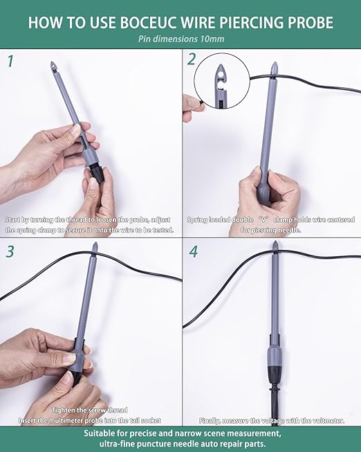 Heavy Duty Wire Piercing Probe Insulation Piercing Clip Set Push on 4mm Push Banana Plug Multimeter Test Leads Multi Testers Needle Accessories