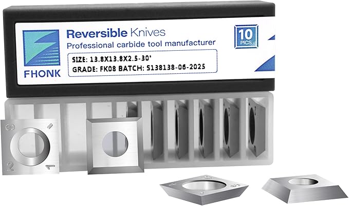 13.8mm Square Straight Carbide Cutters, for Woodturning Replacement Cutter Knives, Fits Spiral, Helical Planer Cutter, Wood Lathe Turning Tool, 10-Piece (13.8x13.8x2.5-30°)