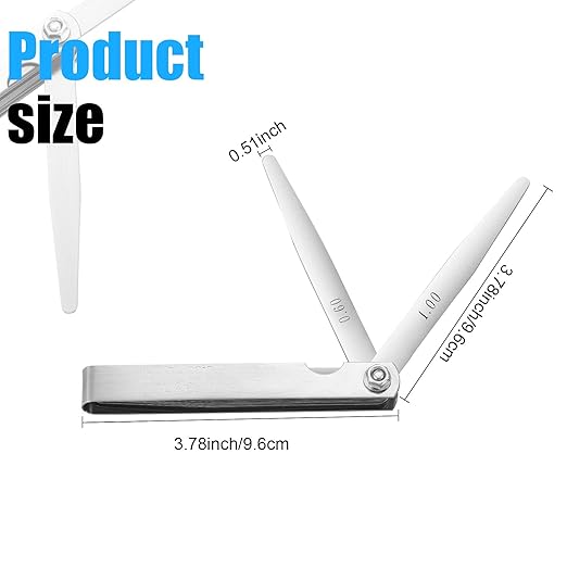 Hotop 13 Blades Steel Feeler Gauge Tapered Feeler Gauge Set Stainless Steel Dual Marked Metric and Imperial Measuring Tool for Measuring Gap Thickness or Width(0.05-1.00 mm)