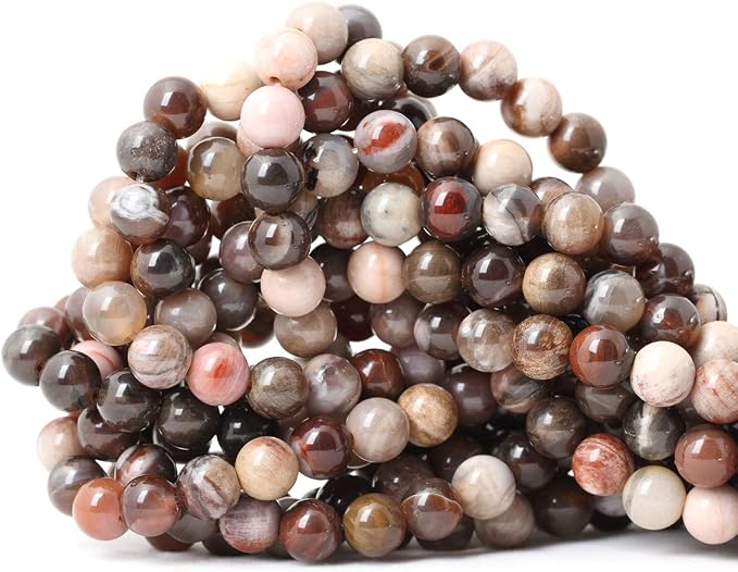 45PCS 8mm Natural Silicified Wood Jade Gemstone Round Loose Beads by CHEAVIAN