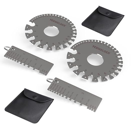 YESWELDER Round Dual Sided Metal Sheet Gage & Metal Sheet Thickness Gauge 2pcs Stainless Steel Wire Welding Gauge 2-Packs