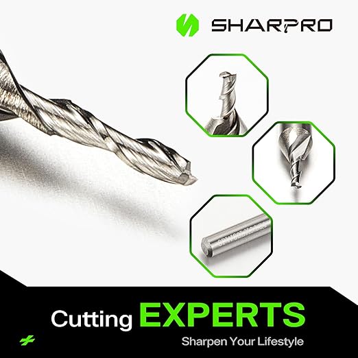 Upcut Spiral Router Bit Set 1/8 Inch Shank 1mm Cutting Dia. Upcut CNC Router Bit Solid Carbide PCB Milling Bits Ideal for Wood Cutting, Slot Mortise, Engraving (5PCS)