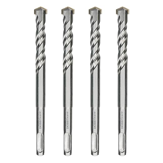 4-Piece 9/16" SDS Plus Drill Bits Rotary Hammer Drill Bit Set, Carbide Tipped for Drilling Concrete Cement Porcelain Tiles Ceramic Pots Stone Brick, Diameter 14mm, 160mm Long, SDS Plus Shank.