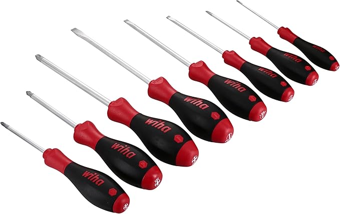 Wiha 30298 8-Piece Slotted and Phillips Screwdriver Set with Soft Finish Handles