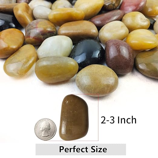 YISZM 40lbs Large River Rocks Decorative Pebbles, 2-3 Inch Mixed Color Pebbles - Image 2