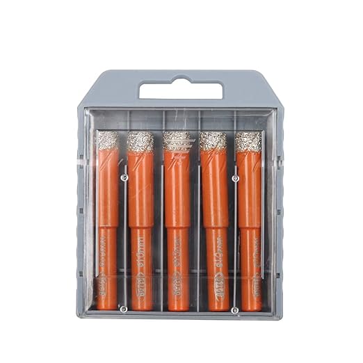 Dry Diamond Drill Bit Set,BGTEC 5pcs 3/8" 10mm Hole Saw for Granite,Marble,Masonry, Concrete, Tile/Ceramic, Glass, Hard Plastic,Vacuum Brazed Diamond Core Drill Bit Kit