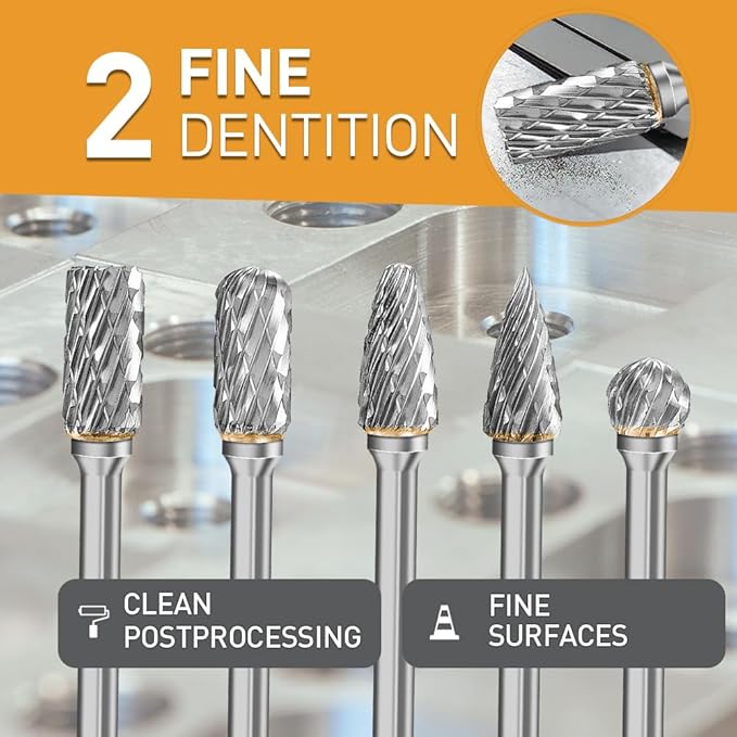 Carbide Burr Set Compatible with Dremel Rotary Tool 10Pcs Die Grinder Bits Rotary File Rasp with 1/8” Shank and 1/4” Grinding Head Accessories for DIY, Woodworking, Metal Carving, Drilling, Polishing