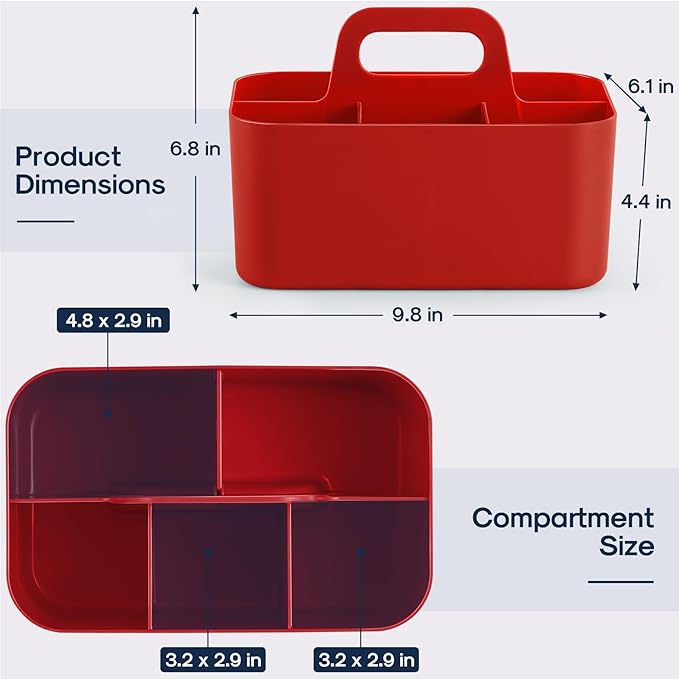 Multiuse Caddy Organizer with Handle, Portable Divided Plastic Tote Bin - Image 5