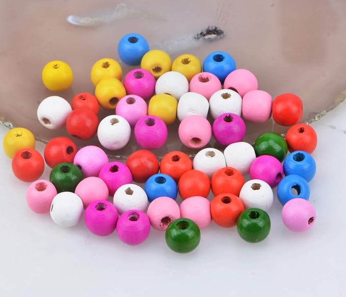 AD Beads Wood Spacer Loose Wooden Craft Beads Big Hole Beads Assorted - Image 2