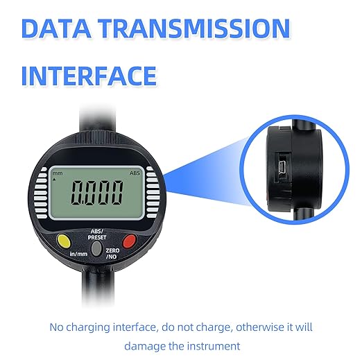 Digital Dial Gauge,with A Range of 50.8mm/2 in,Dlectrical Digital Indicator Graduation of 0.001mm,Metric and Imperial Measure Tool.Electronic Dial Gauge for Bearing Measurement and CNC Machine