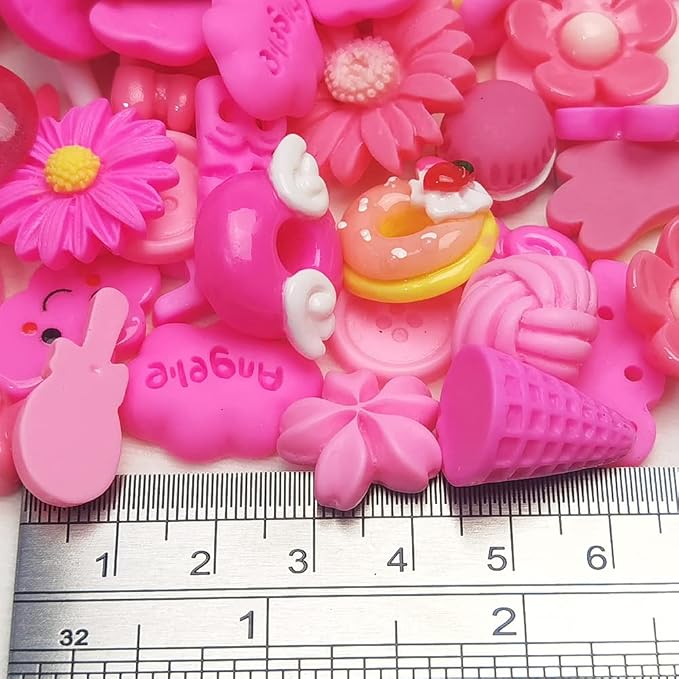 Chenkou Craft 50pcs Lots Mix Assorted Fuschia Craft DIY Flatbacks Resin Flat - Image 3