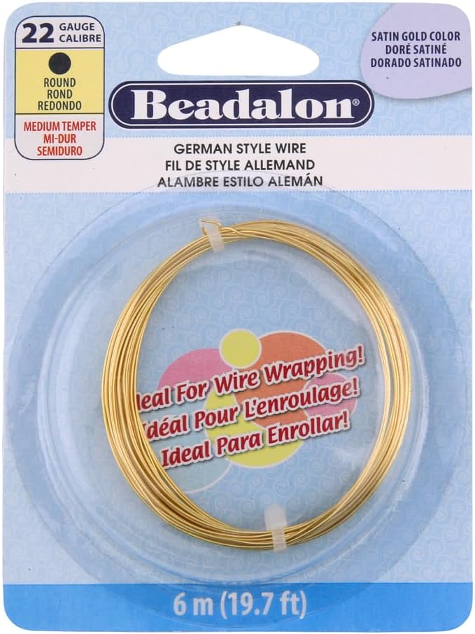 Beadalon German Style Wrapping Wire, Satin Gold Color, 22 Gauge, 6 m / 19.7 ft by Beadalon