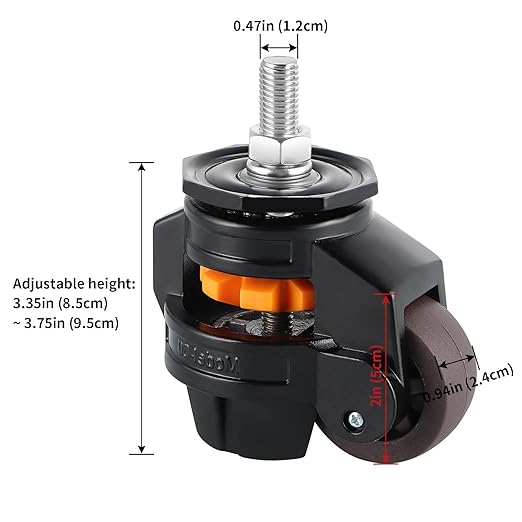 Skelang 4 Pcs Stem Leveling Machine Caster, Retractable Caster Wheel for Industrial Machine Equipment, Heavy Workbench, Movable Furniture, Total Load Capacity 2200Lbs