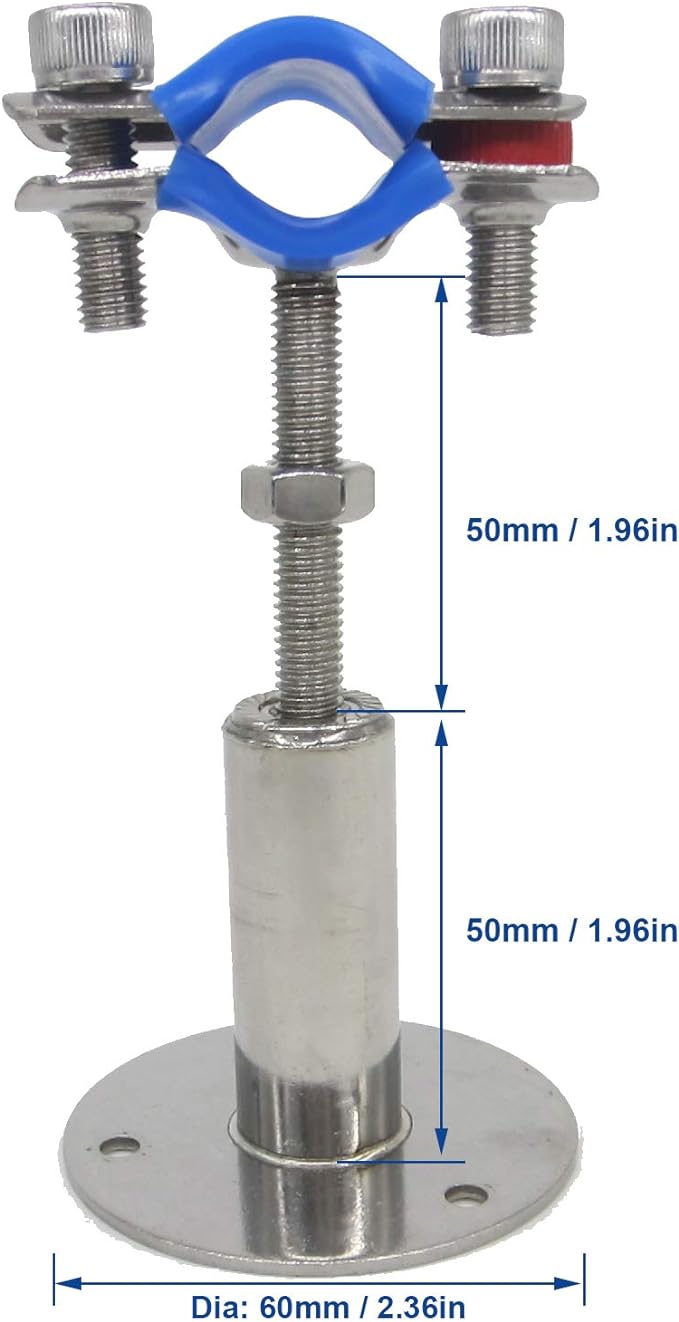 Stainless Steel Adjustable Pipe Clamp Bracket - Wall/Ceiling Mount Support for 1-1/4 Inch Pipe, Heavy-Duty Rustproof Brackets with Screws, Set of 2