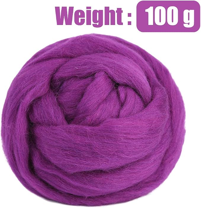 3.53oz Wool Roving, Fiber Roving Wool Top, Needle Felting Supplies, Pure Wools - Image 2