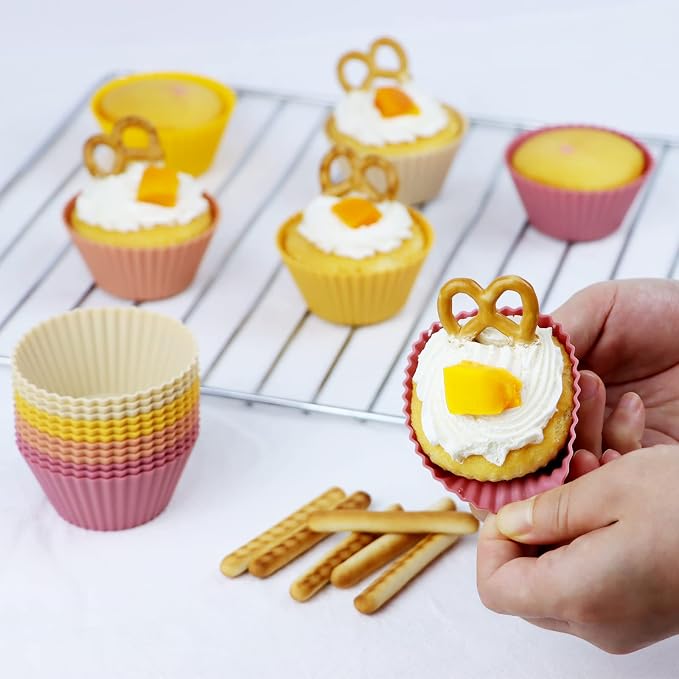 Large Silicone Muffin Cups, 12 Pack Reusable Cupcake Liners 3.54inch Baking - Image 3
