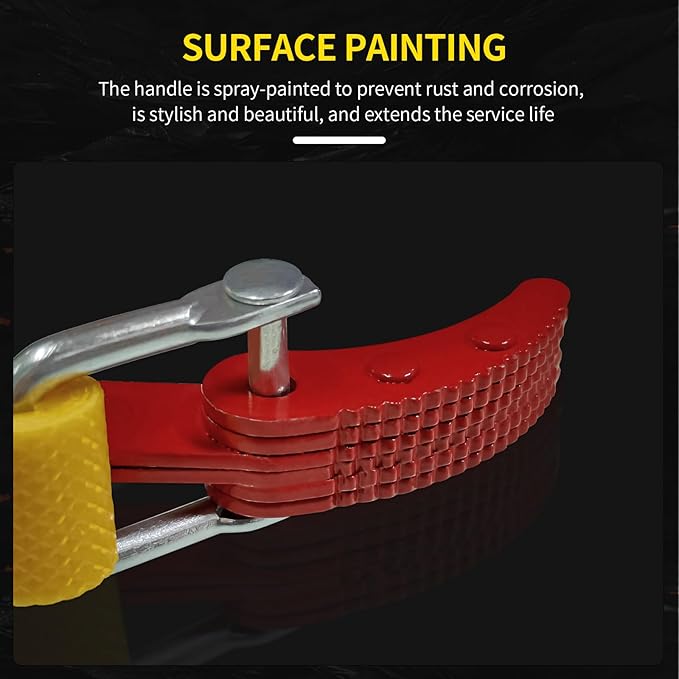 Strap Wrench 12 Inches, Water Filter Wrench Steel Handle Adjustable Strap Wrench for Replacing Water Filter, PVC Pipe Joints, Oil Filter, Swimming Pool Connection (Red Handle, Yellow Strap)