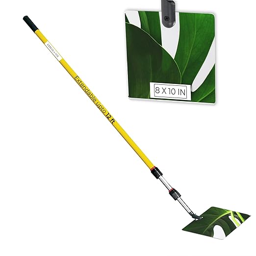 Inspection Mirror - Telescoping Heavy Duty, Lightweight & Durable, 4 ft - 12 ft Pole, 8 x 10 inch Acrylic Mirror