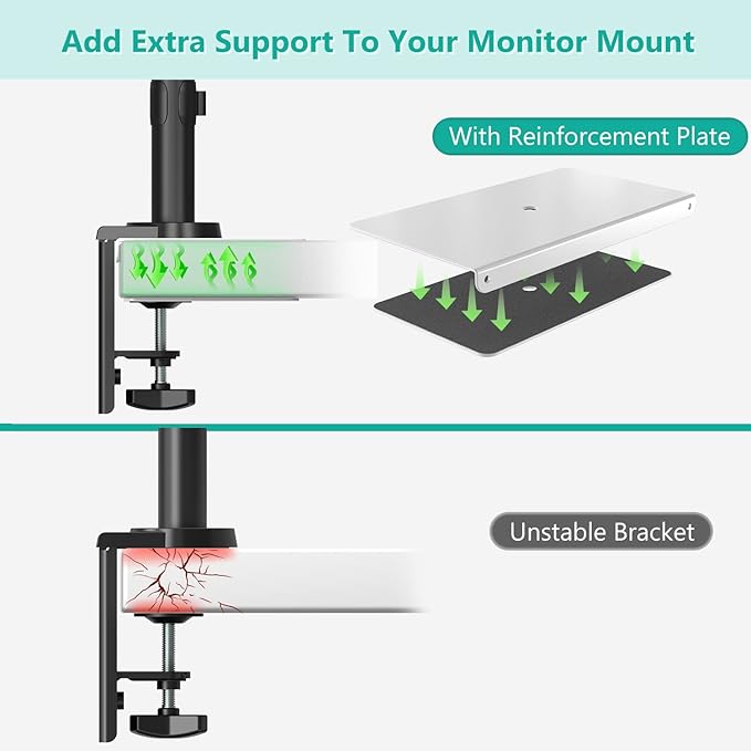 WALI Computer Monitor Arm Clamp, C Bracket Clamp, Steel Reinforcement, for Most Monitor Mount Stand Grommet C Clamp Installation (CGRP-W), White