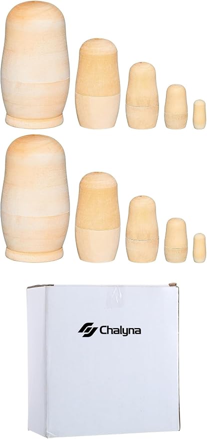 Chalyna 2 Sets Blank Russian Nesting Dolls Unfinished DIY Kit - Image 8