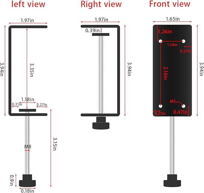 3 inch C-Clamp with Four Small Holes in the back, 6-Pack Adjustable Desk C Clamps for Range 0.35"~3.37", Versatile Clamp for Brake, Parts Assembly, Fastening, Welding, Woodwork, Metal Work