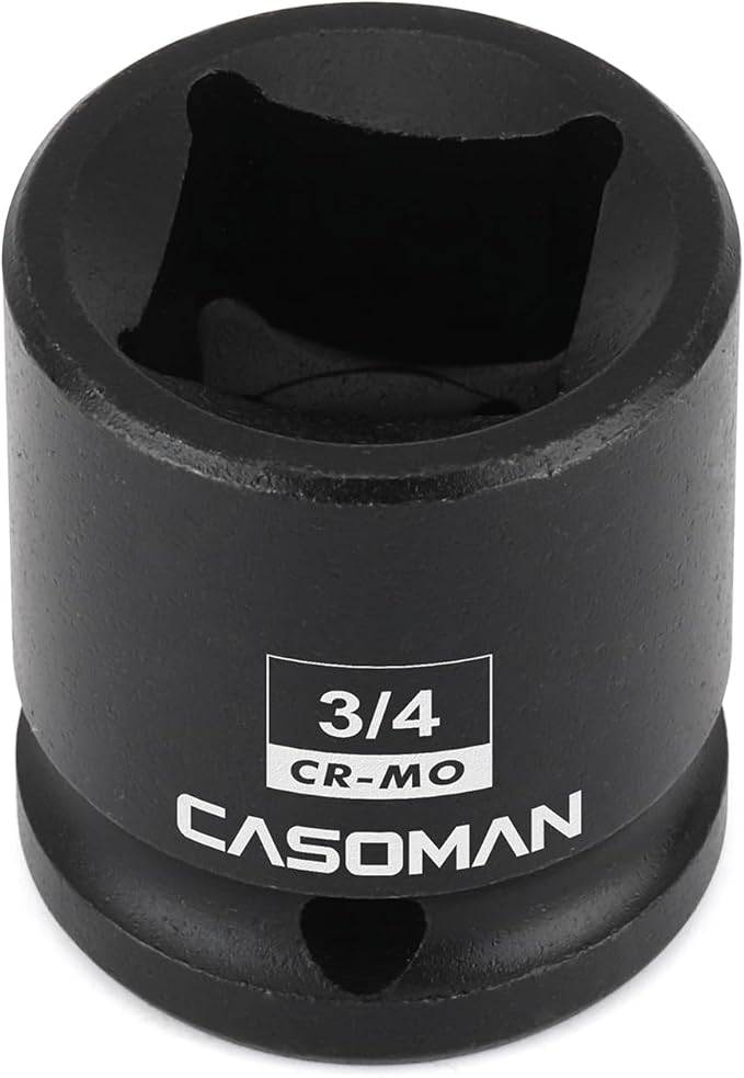 CASOMAN 1/2"Drive 3/4" Budd Wheel Impact Socket, 4-Point Square Socket, CR-MO