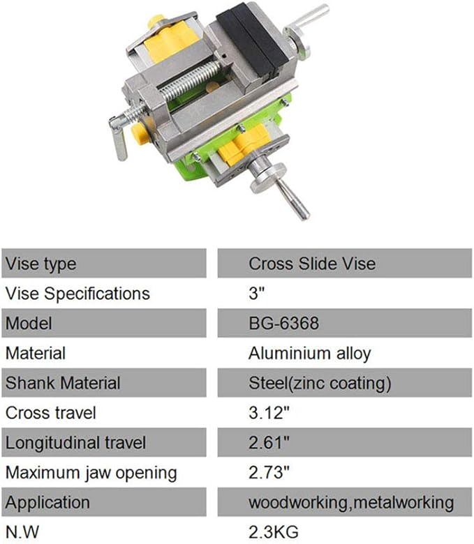 3" Cross Slide Drill Press Vise Compound Bench Table Bench Top WoodWorking Clarmp Vise Fixture Cross Slide Table 2 Axis Adjustive for Mini Drill Milling Machine (6368mf)
