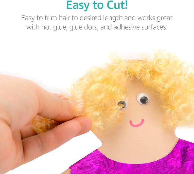 Hygloss 16 oz Curly Doll Hair for Crafts Assorted- Premium Synthetic Hair for - Image 4