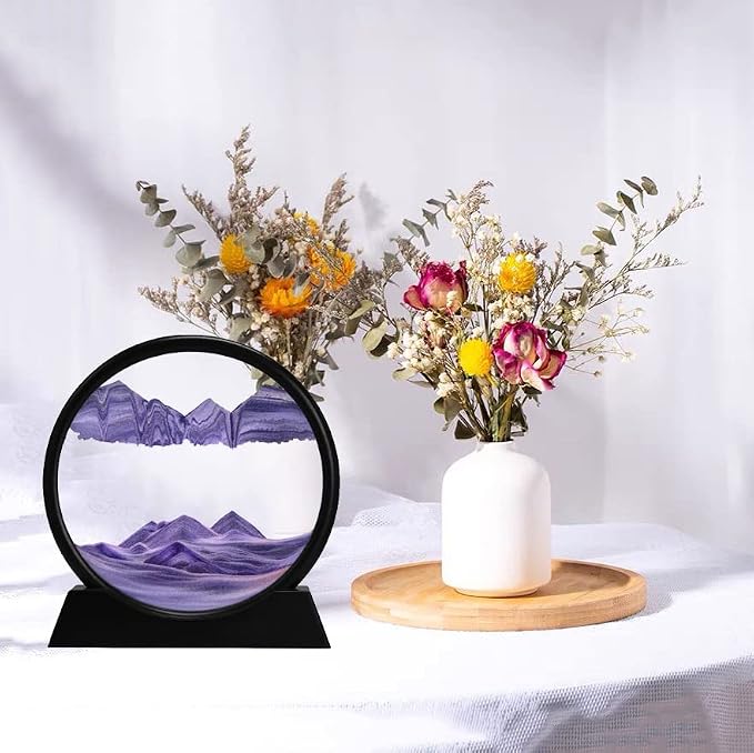 rysnwsu 3D Dynamic Sand Art Liquid Motion, Moving Sand Art Picture Round Glass - Image 4