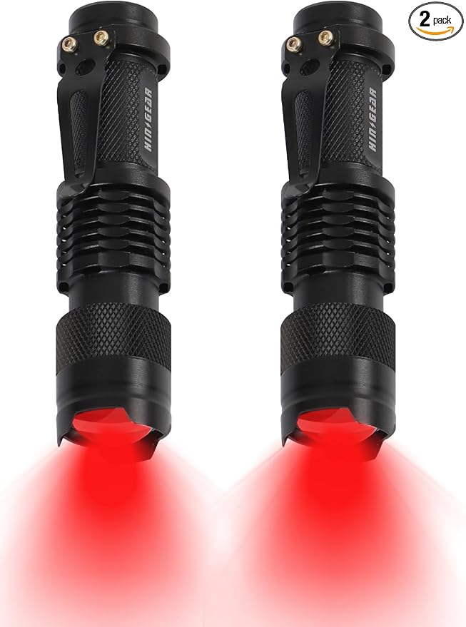 2 Pack Red Flashlight LED Single Mode Light 1 Mode LED Torch Scalable Red Light by HINSGEAR