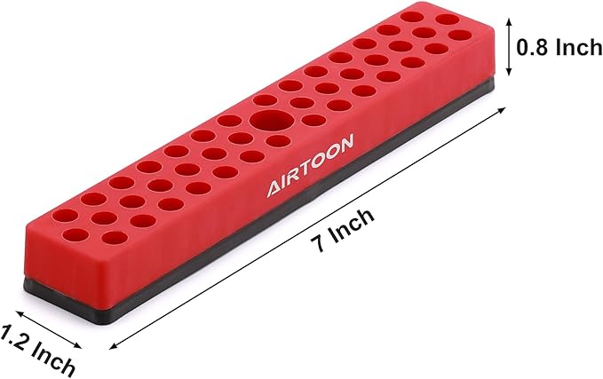 AIRTOON 2PCS 1/4" Magnetic Hex Bit Holder, 43 Holes Bit Storage with Strong Magnetic Base, Magnetic Screwdriver Bit Organizer, Red and Green