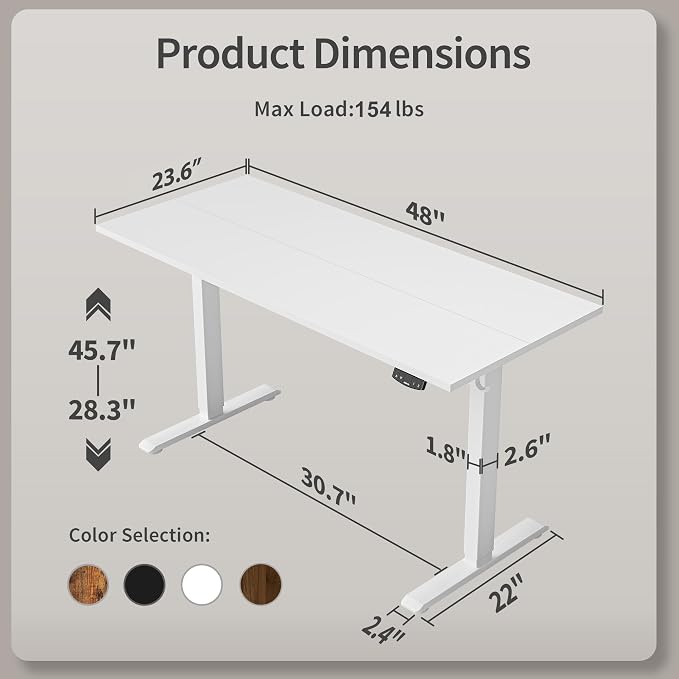 Agilestic Electric Standing Desk, 48 x 24 Inches Height Adjustable Desk - Image 3