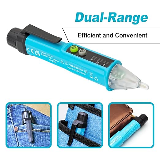 allsun Non-Contact AC Voltage Tester Pen 12-1000V, Dual Sensitivity & LED Flashlight, Live/Neutral Wire Breakpoint Finder, Auto Power-Off, Electrical Circuit Detector for Outlets, Wires, Breakers