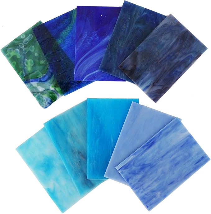 Lanyani 10 Sheets Variety Stained Glass Sheets Pack, 4 x 6 inch Large Cathedral - Image 5