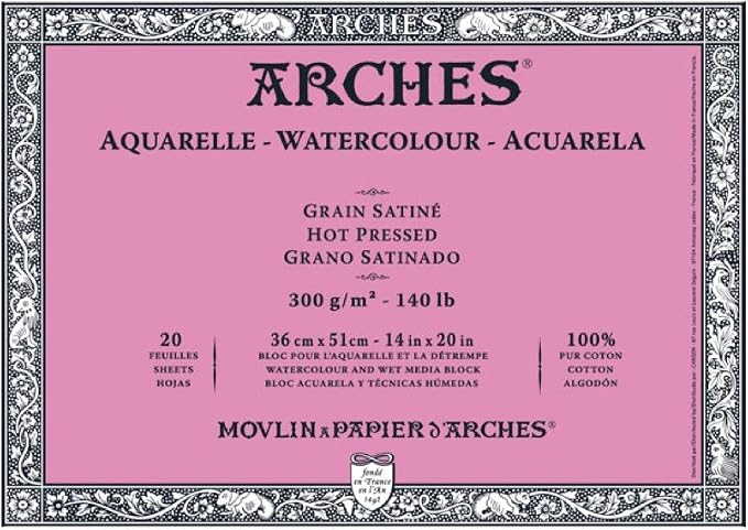 Arches Watercolor Paper Block, Hot Press, 140 pound by ARCHES