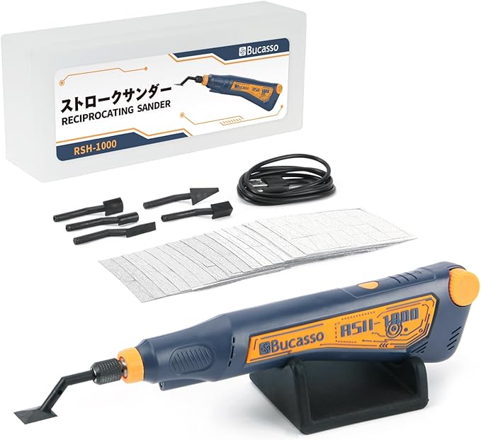 Reciprocating Sander, Variable Speed and USB Charging with LED Light, Pen Sander With 6pcs Sanding Head, Fit for Sanding, Polishing, Finishing, DIY Crafts
