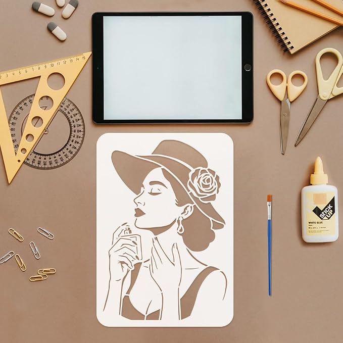 FINGERINSPIRE 4Pcs Perfume Woman Painting Stencil - Image 3