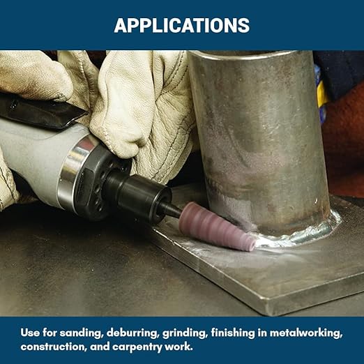 Benchmark Abrasives Aluminum Oxide Tapered Cartridge Roll for Blending Deburring Polishing High-Tensile Materials Ferrous Alloys - (1/2" x 1-1/2", 80 Grit)