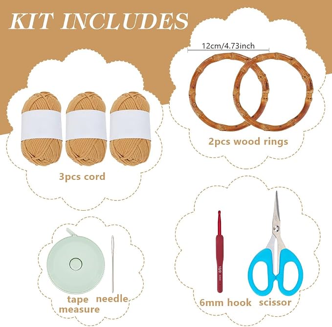 ACRNIGHEET Crochet Bag Kit for Adults Khaki Colored Handbag Crochet Kit for - Image 2