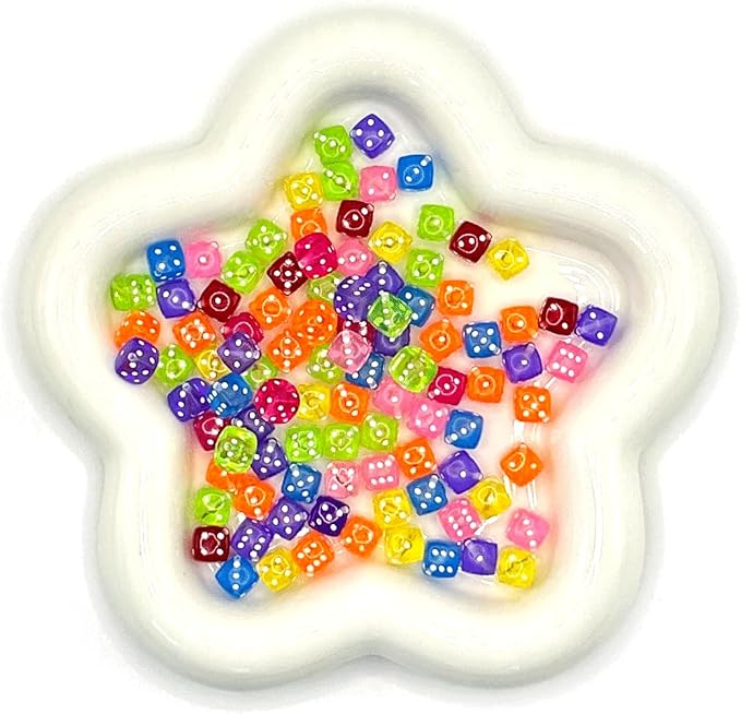 120PCS Transparent Colorful Dice Beads, Fun Dice Shaped Acrylic Beads - Image 3