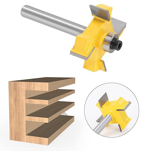 3PCS 1/4 Bearing T Knife Bit of The Four Edges Four Blade Slot Engraving Router planing Head Wood Cutter Woodworking Tools Carving Cutting Tool
