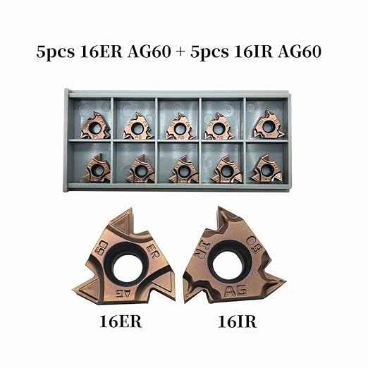 Lather Threading Tool Bit Set External Internal Threading Boring Bars Turning Tool Holders with 11IR AG60 16ER 16IR AG60 Carbide Threading Inserts (2pcs 5/8 Holders + 16ER IR AG60)
